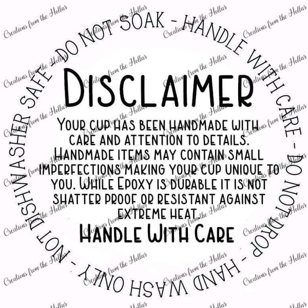 Printable Handmade Disclaimer Etsy