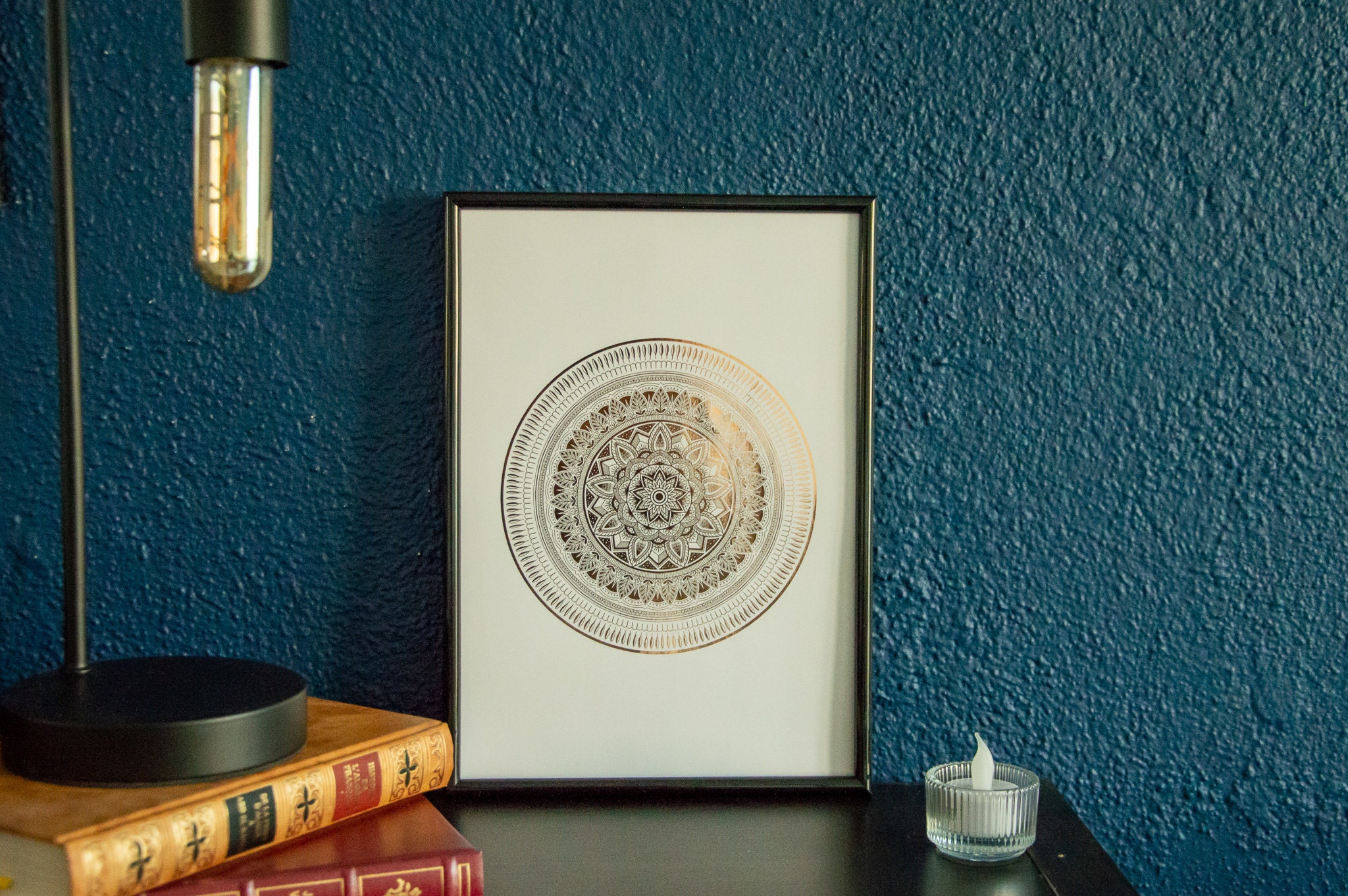 Impression Foil Art Métallique A4 Mandala Complexe Unique 16cm de Diamètre