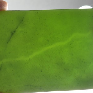 Translucent Green Jade Lapidary Slab, Unpolished, 4 x 2.5" 147 grams