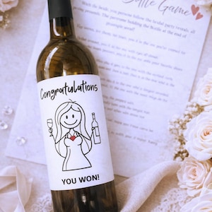 Pass The Bottle Bridal Shower Game - Includes Both the Game and "The Congratulations You Won Label"