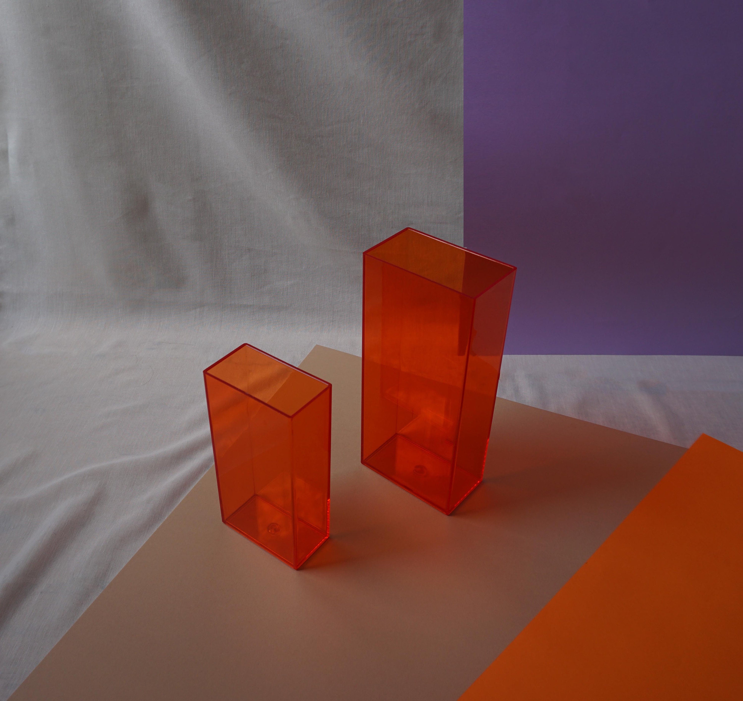 Vintage Habitat Vase Pair Acrylic Orange Etsy