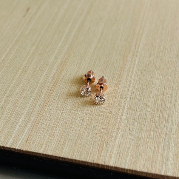 Small rose gold glitter earrings rose gold balls stud earrings rose gold gift for her jewelry rose gold