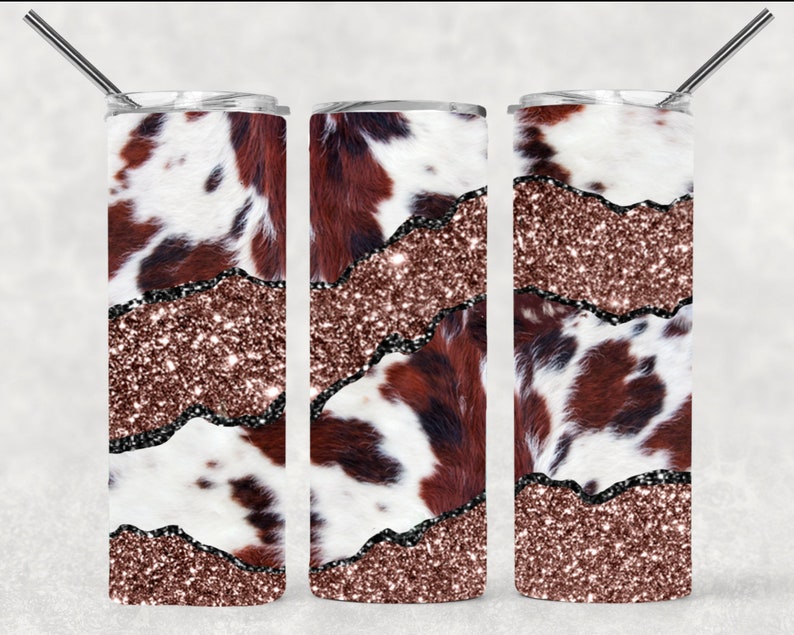 Download Cow Print Glitter 20oz Skinny Tapered Tumbler Sublimation ...