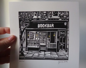 Bookbar linoprint