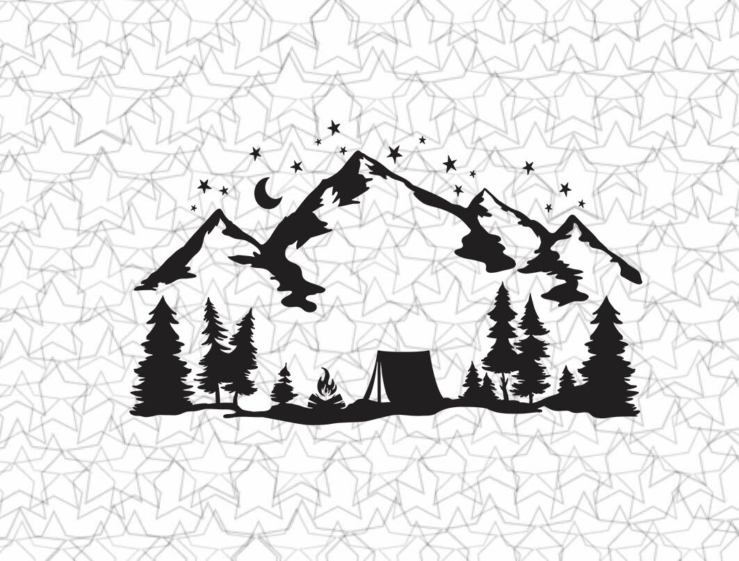 Tent Mountains Decal Vinyl Sticker Tattoo Loving Camping for Camper RV ...