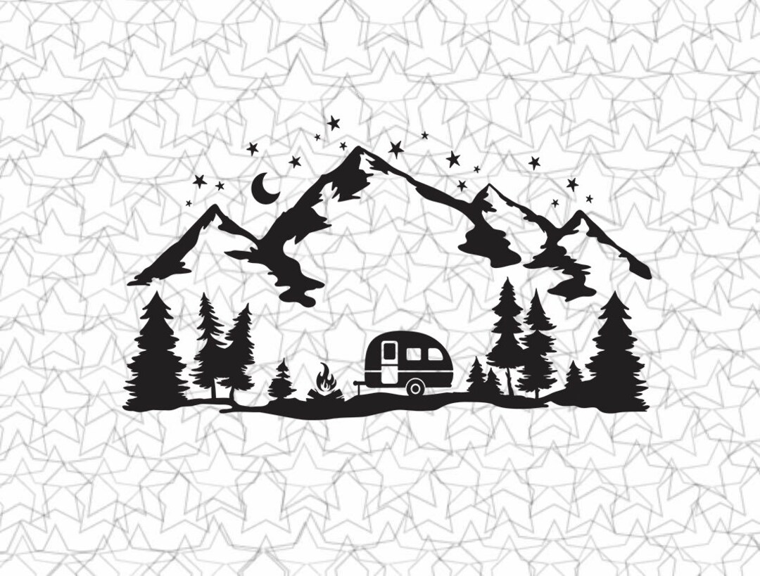 Camp Mountain Vinyl Sticker Tattoo Loving Camping for Camper RV Travel ...