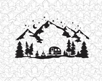 Campamento montaña Vinilo Pegatina Tatuaje Amar Camping Para Camper RV Travel Trailer Truck Vehicle Car Windows Glass