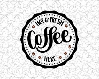 Hot & Fresh Coffee Here Coffee Wall Decal Vinyl Sticker  For For Coffee Shop Bar Wall Graphic Decal Decor Vinyl Sticker for Coffee Station