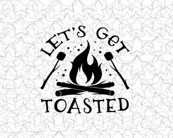 Vamos a obtener tostado 2 calcomanías vinilo pegatina Tatuaje amoroso Camping para camper RV Travel Trailer Camión Vehículo Coche Ventanas Vidrio