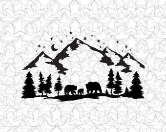 Bear Family Calcomanía de vinilo Tattoo Loving Camping For Camper RV Travel Trailer Truck Vehicle Car Windows Glass