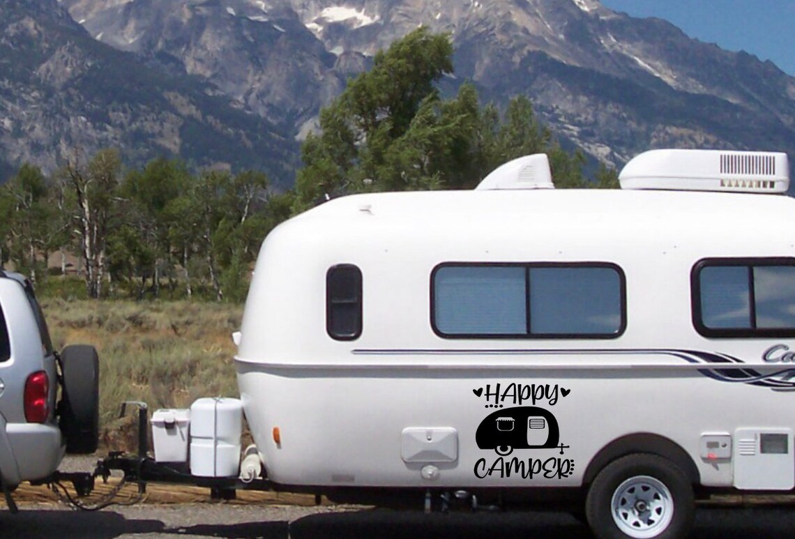 Happy Camper New Decal Vinyl Sticker Tattoo Loving Camping for Camper ...