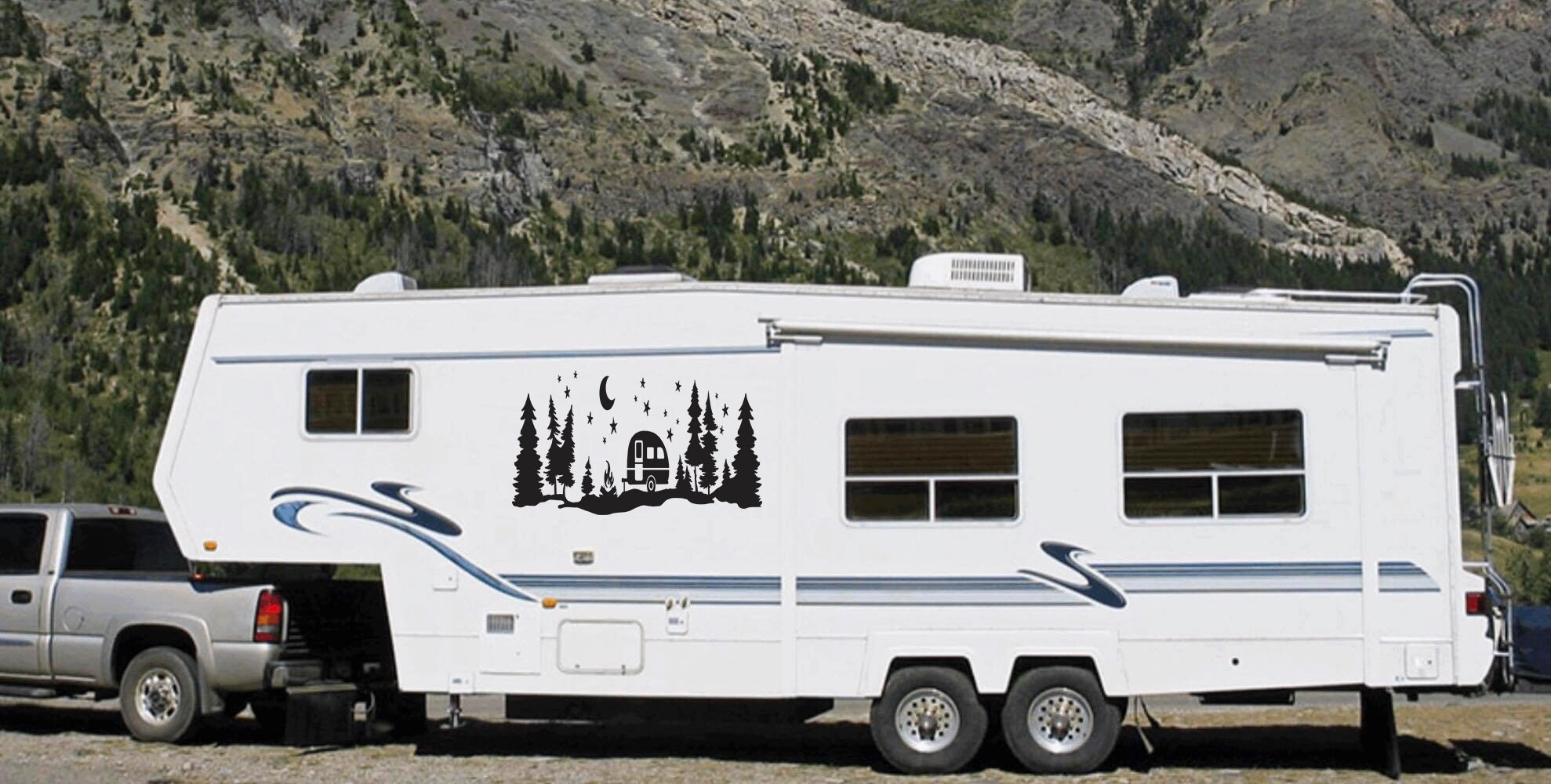 Camper Forest Decal Vinyl Sticker Tattoo Loving Camping for Camper RV ...