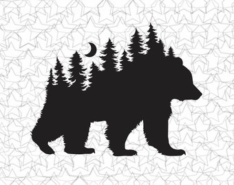 Forest Bear Calcomanía de vinilo Pegatina Tatuaje Loving Camping For Camper RV Travel Trailer Truck Vehicle Car Windows Glass