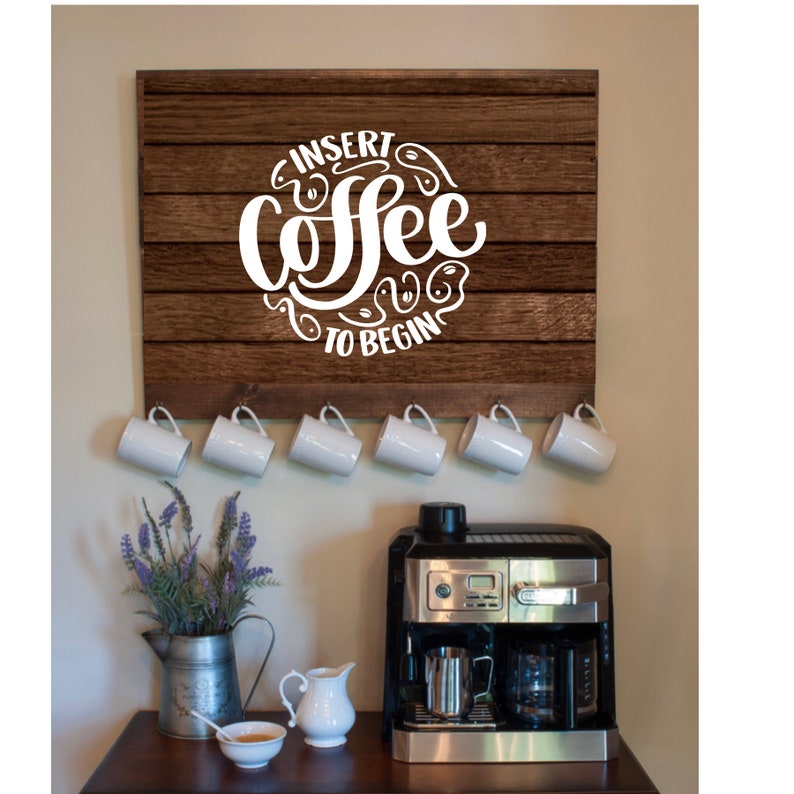 Insert Coffee to Begin Coffee Wall Decal Vinyl Sticker for Etsy