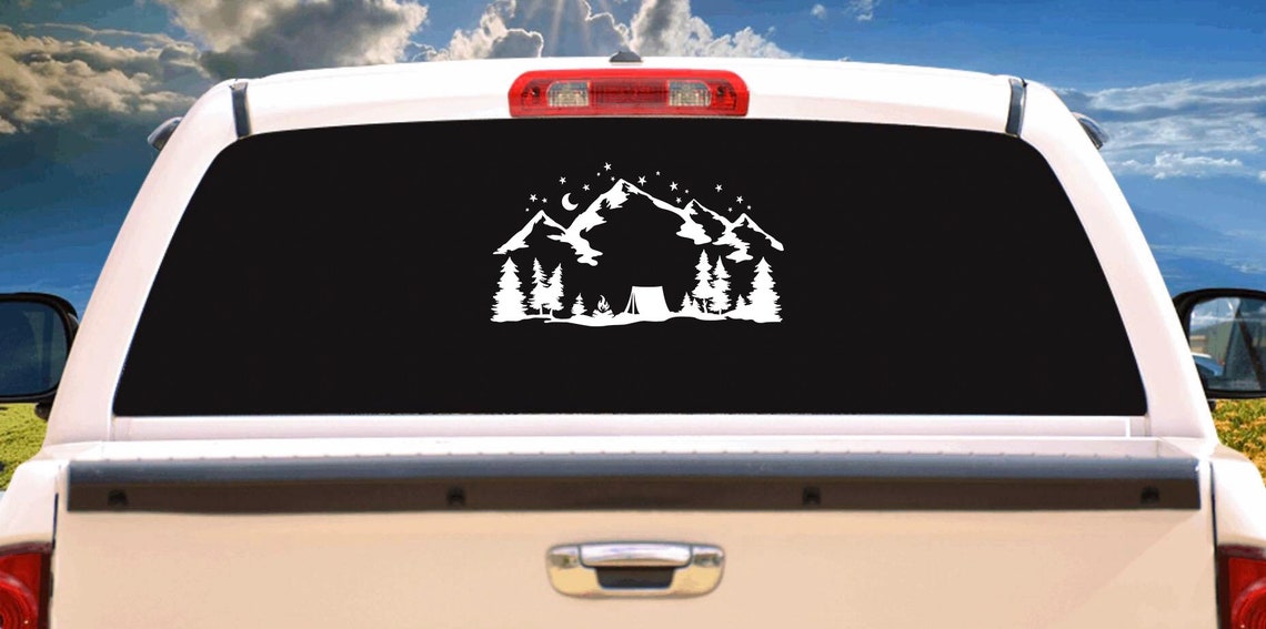Tent Mountains Decal Vinyl Sticker Tattoo Loving Camping for Camper RV ...