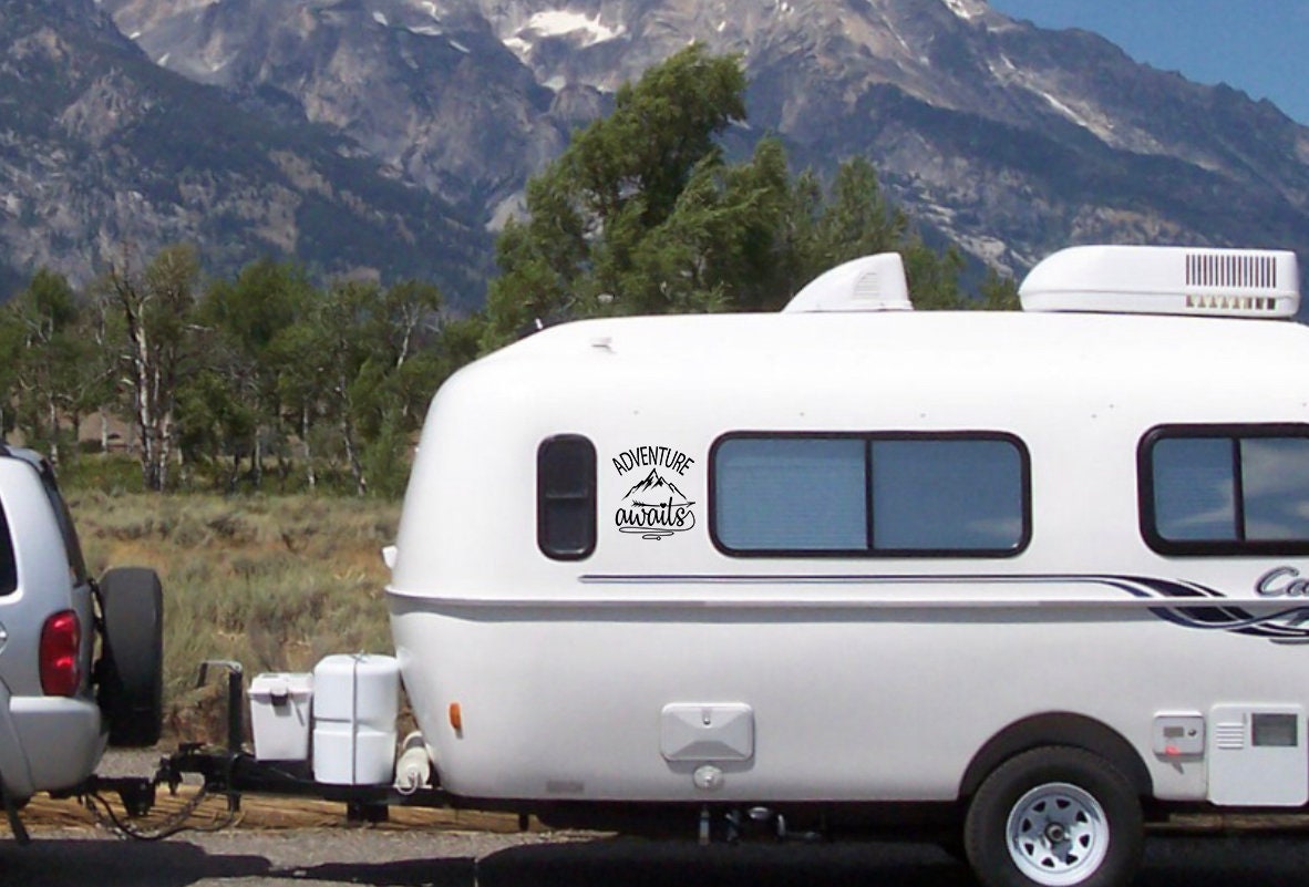 Adventure Awaits Decal Vinyl Sticker Tattoo Loving Camping for Camper ...