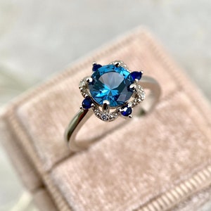 Topaz Engagement Ring Vintage Peacock Promise Ring London - Etsy