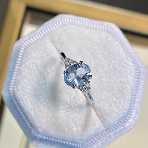 Oval Aquamarine Ring Promise Engagement Ring March Etsy