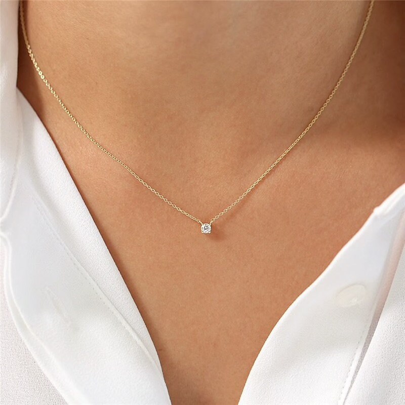Small diamond hotsell stud necklace