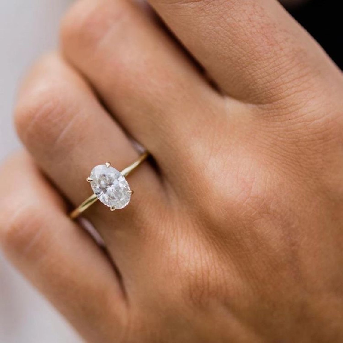 Gold Promise Ring Engagement Ring Oval Solitaire Ring Gift Etsy