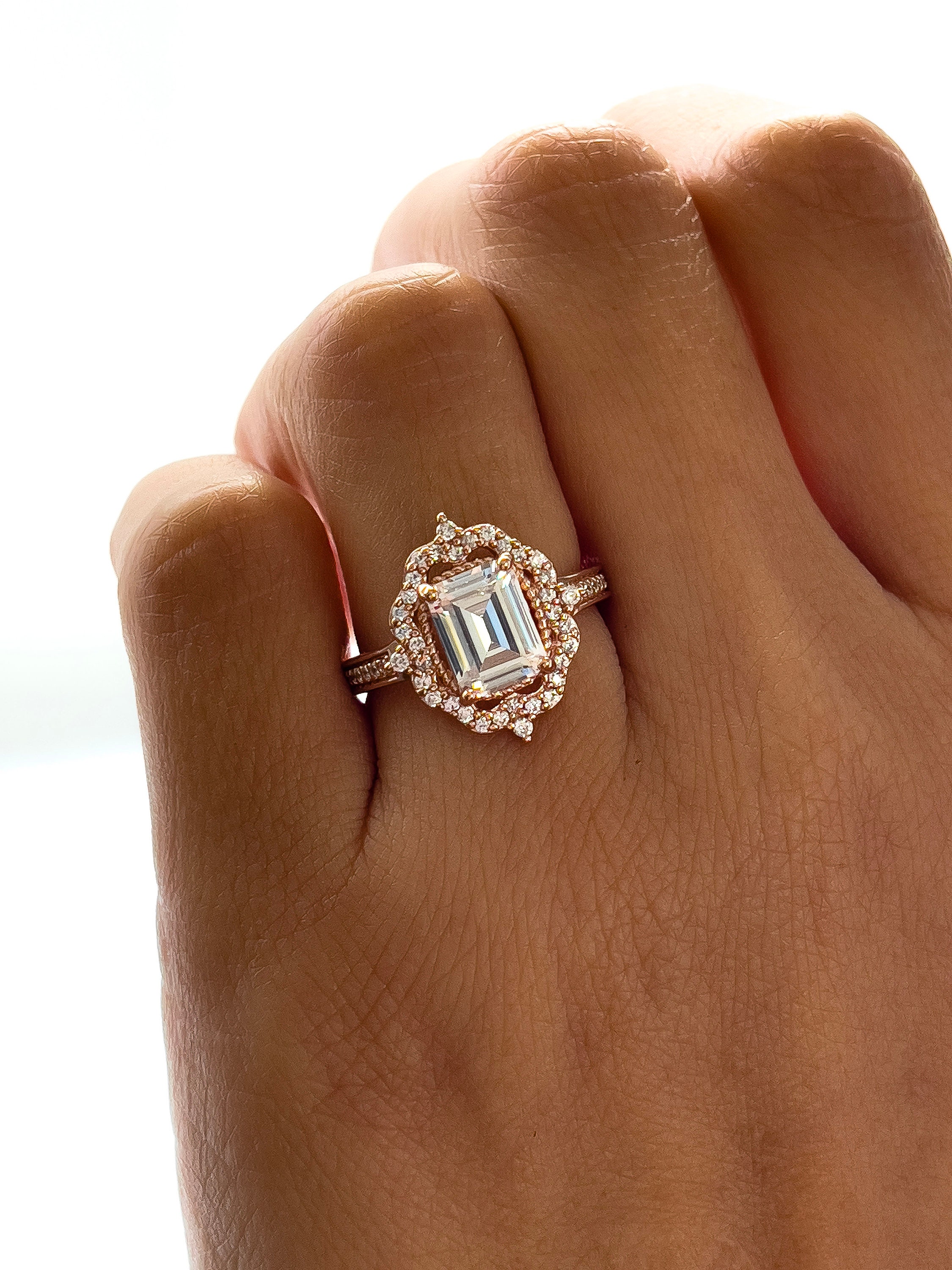 Rose Gold Engagement Ring Vintage Promise Ring 925 Silver Etsy UK