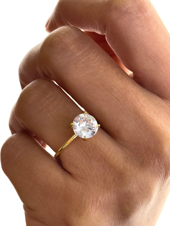 Anello solitario in oro 14 carati da 2 carati anello di promessa