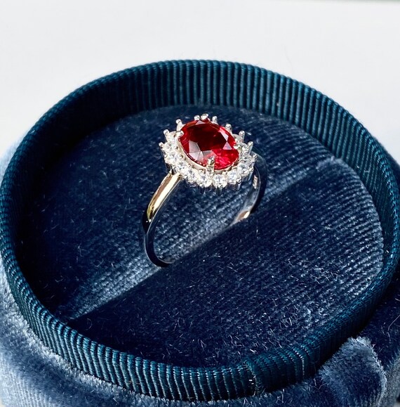 Vintage Ruby Oval Promise Ring Peerless Ruby Princess Diana Ring