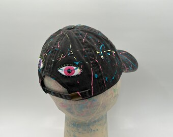 Mad Splatter - Black Hat with Purple + Pink Eyes