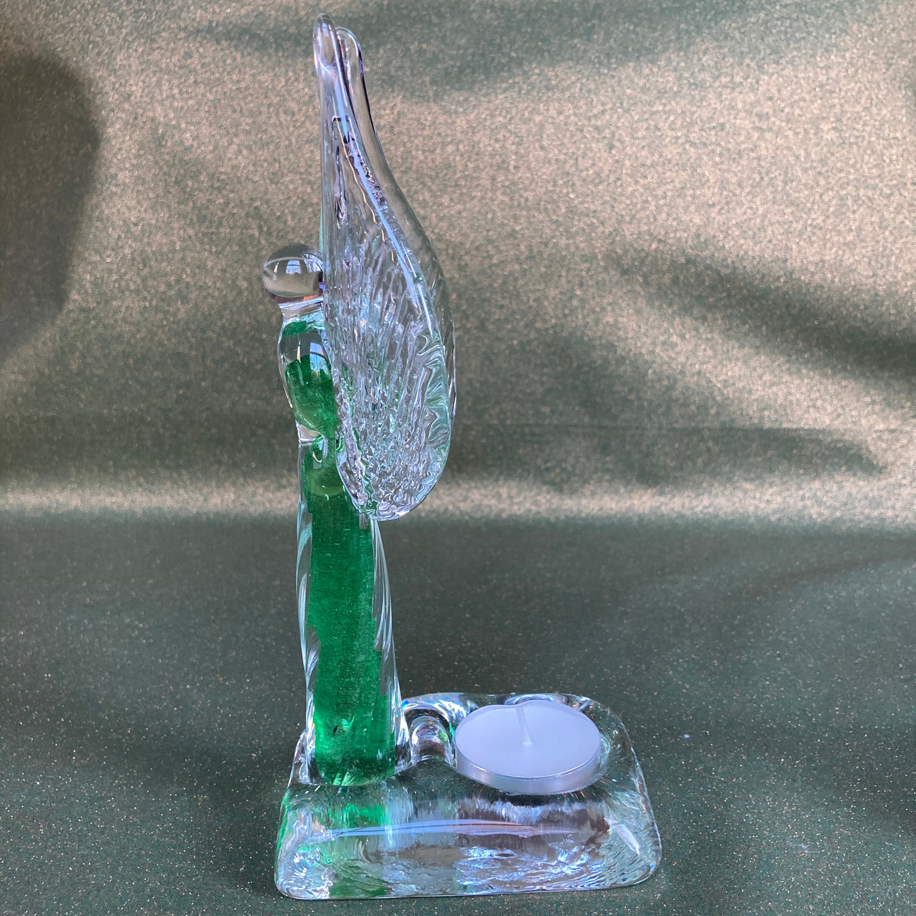 Hand Blown Glass Angel Candle Holder Figurine Present Handmade Etsy UK