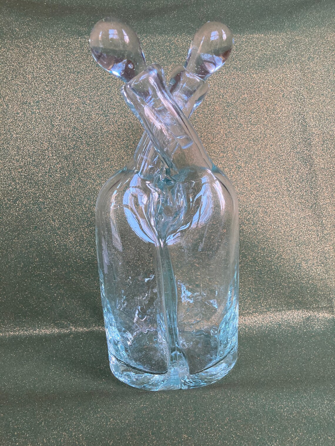 Hand Blown Glass Decanter Carafe Bottle Xmas Christmas Gift Handmade