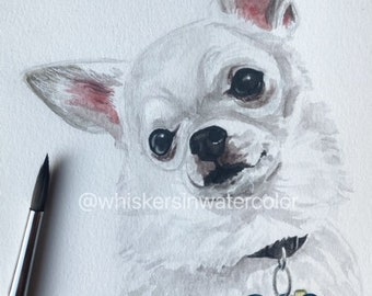Hand-Painted Custom Watercolor Pet Portrait