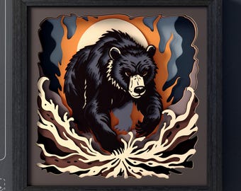 Layered Bear Shadow Box SVG | Wildlife Papercut Wall Art (Digital Download)
