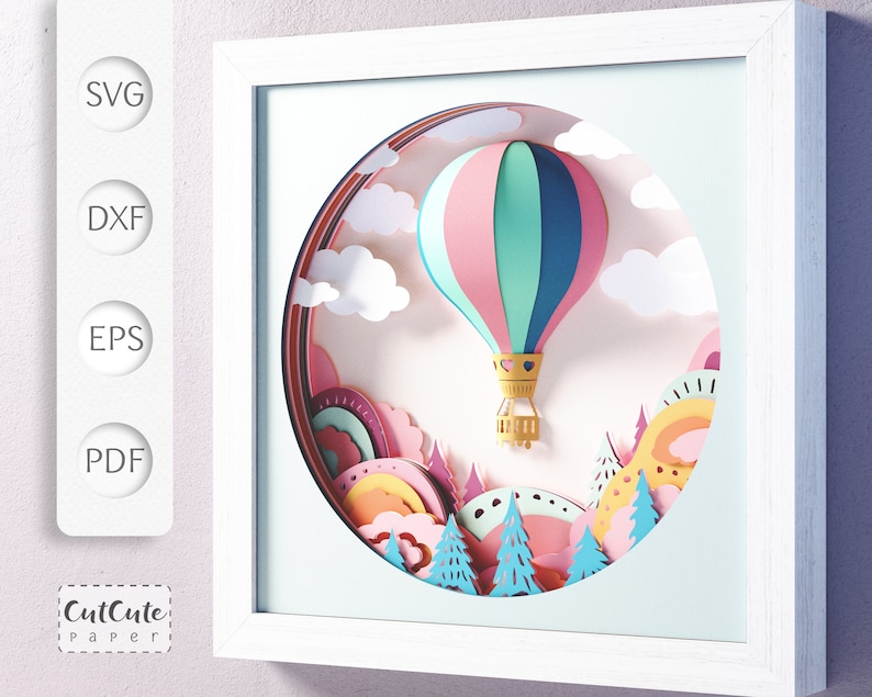 Hot Air Balloon SVG Shadow Box Template