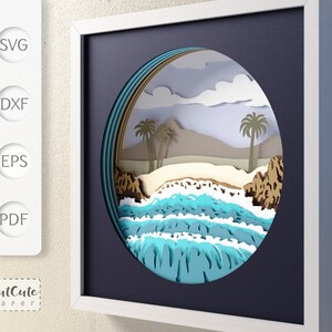 Beach Waves SVG Shadow Box Template, 3D SVG Shadowbox, DIY Beach House ...