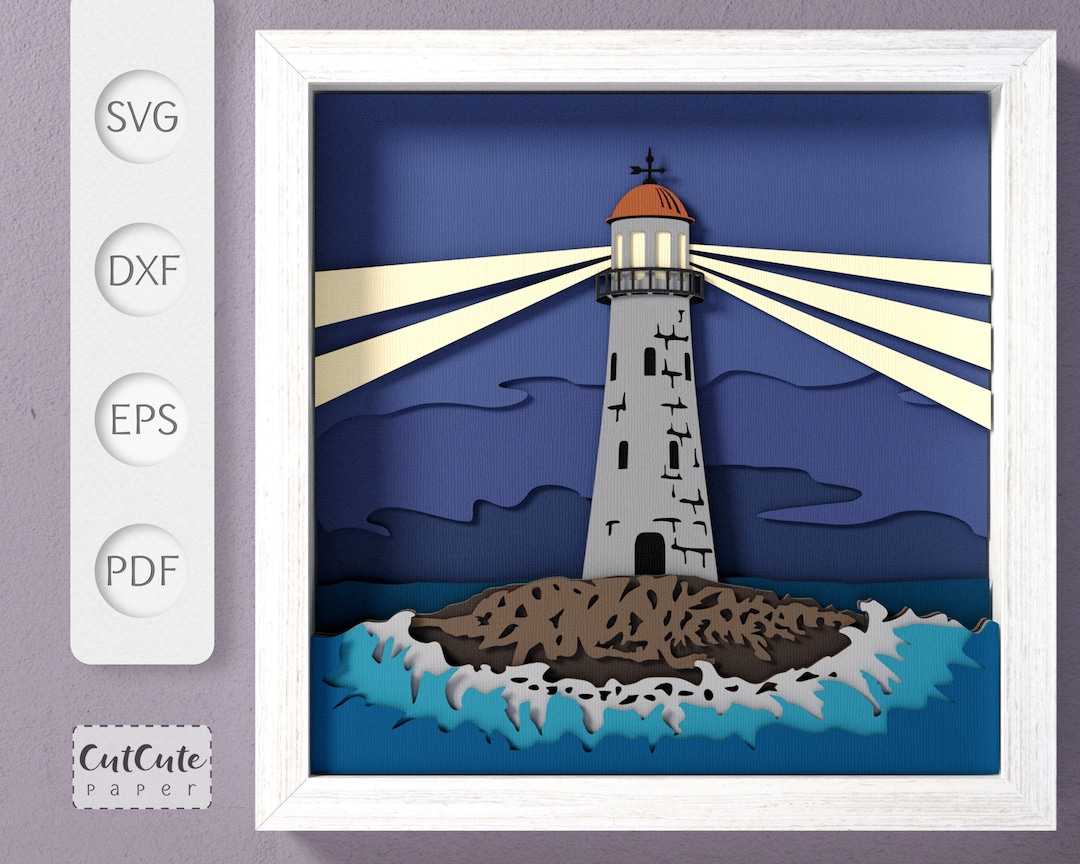 Lighthouse Shadow Box SVG: 3D Nautical Paper Cut Template - Etsy