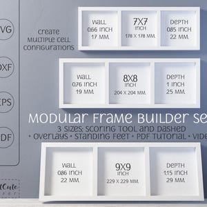 Modular Shadow Box Frame SVG Templates (9x9, 8x8, 7x7 inch) (PDF Tutorial)