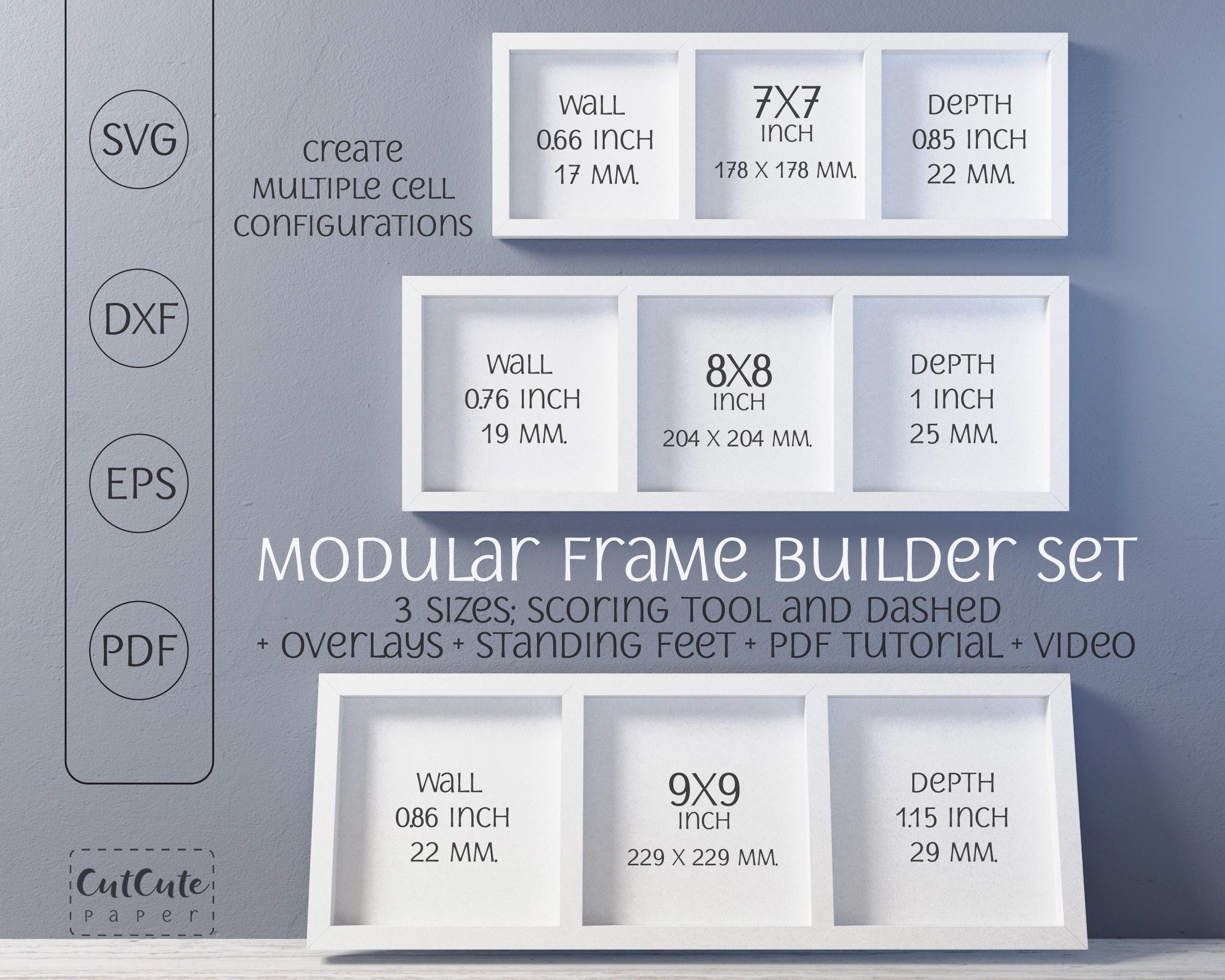 Modular Shadow Box Frame SVG Templates (9x9, 8x8, 7x7 Inch) (PDF ...