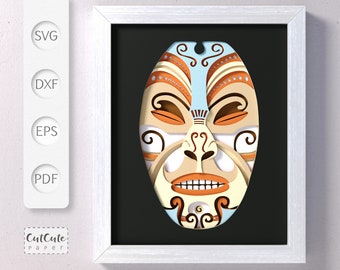 Tiki Mask Shadow Box SVG: Tribal Totem, Polynesia Decor (Digital Download)