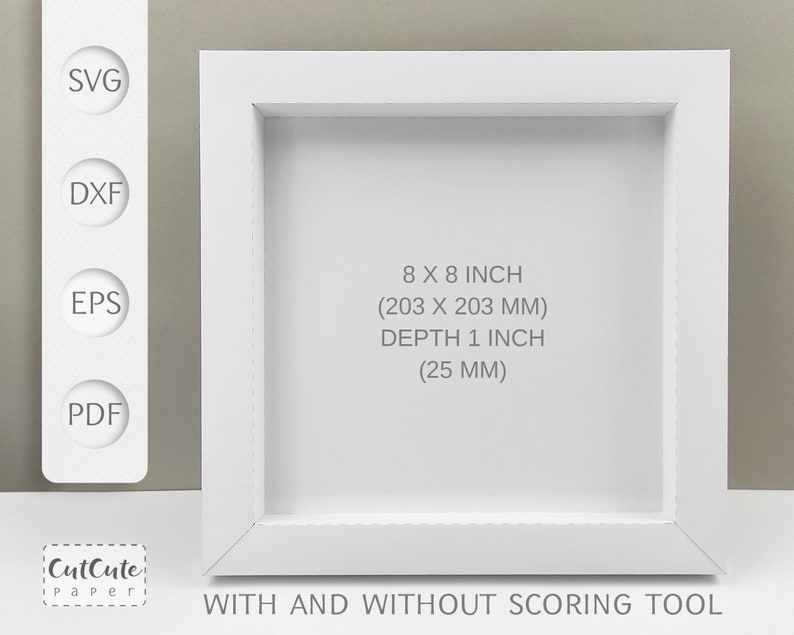 Shadow Box Frame 8x8 Inch SVG Template With and Without Etsy Canada