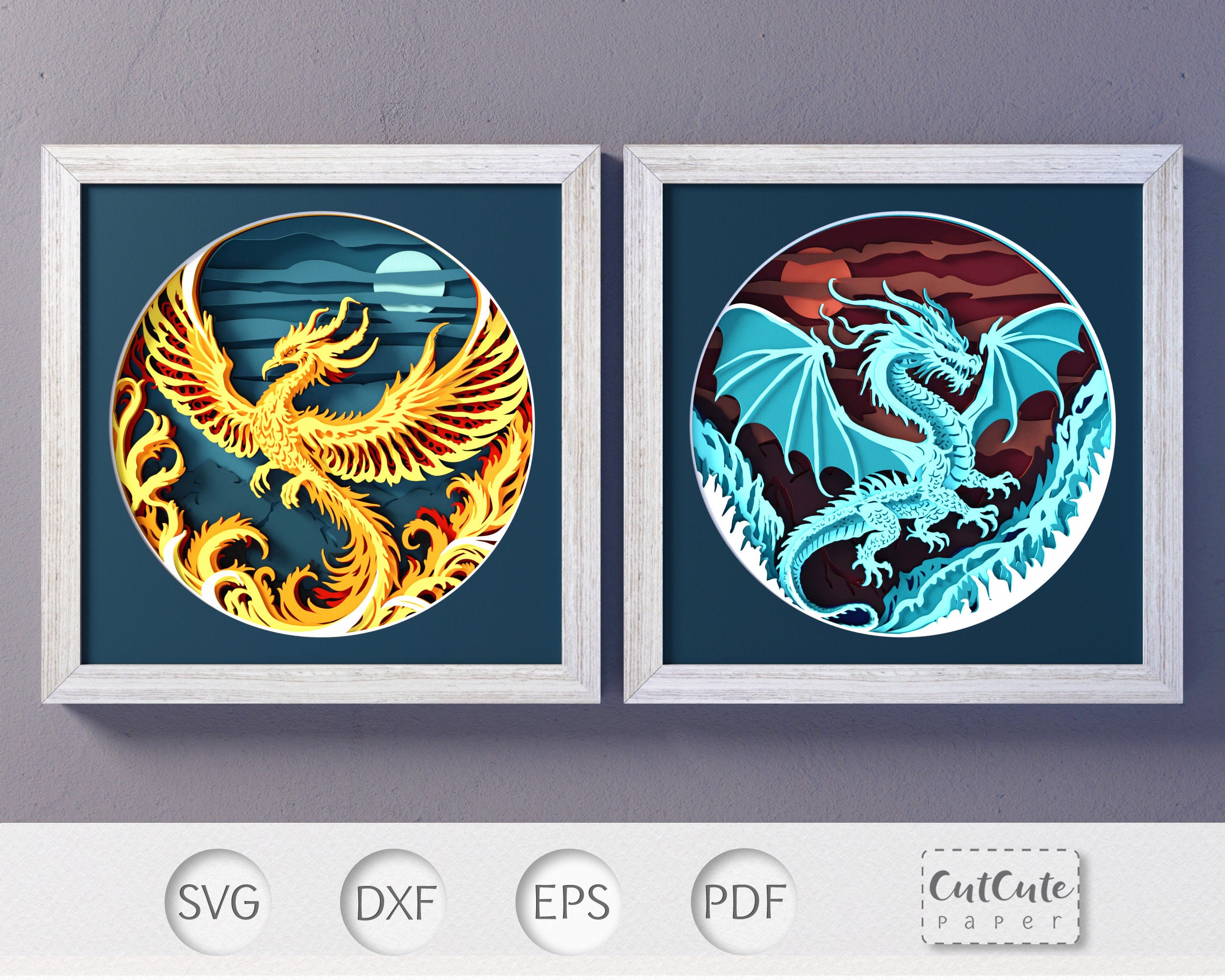 Dragon Phoenix Art - Etsy Canada