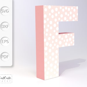 Plantilla SVG de letra F 3D, Carta de cartulina SVG para Cricut y Silhouette Cameo, Cartas de cumpleaños, no se necesita herramienta de puntuación, Tutorial en PDF