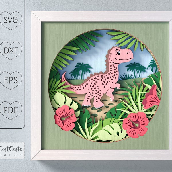 Dino Shadow Box SVG Template, Dinosaur Layered Paper Cut Nursery Wall Art  Shadow-box for Cricut and Silhouette, DIY Baby Shower Gift