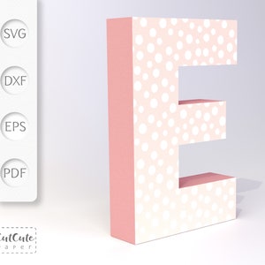 Modèle 3D Lettre E SVG, Cardstock Lettre SVG pour Cricut et Silhouette Cameo, Lettres d'anniversaire, aucun outil de notation nécessaire, Tutoriel PDF