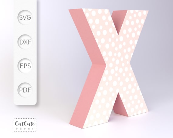 3D Letter X SVG Template, Cardstock Letter SVG for Cricut and Silhouette  Cameo, Birthday Letters, No Scoring Tool Needed, PDF Tutorial 