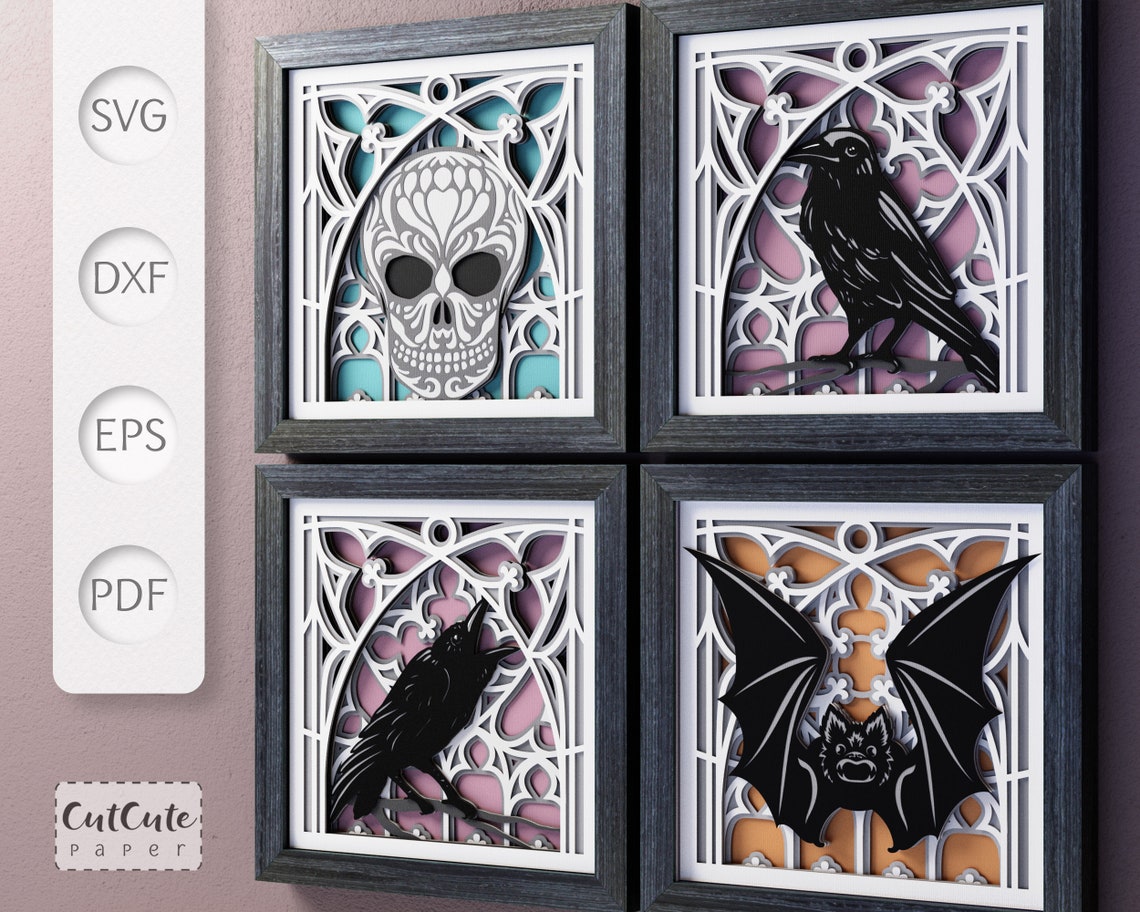Gothic Shadow Box SVG Templates Bundle Ornamental Layered Etsy
