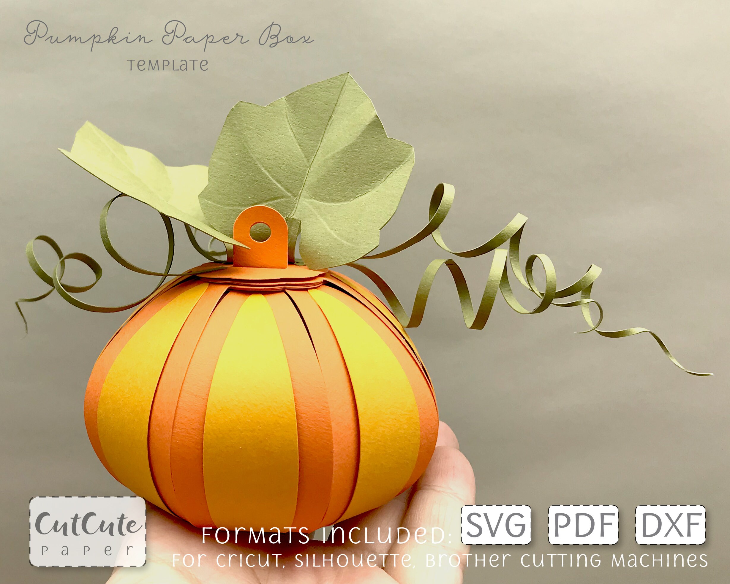 Pumpkin Box Template SVG 3D Pumpkin Paper Ornament SVG Fall Etsy UK