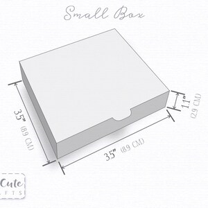 May include: A diagram showing how to make a small box. The box is 3.5 inches by 3.5 inches by 1.1 inches.