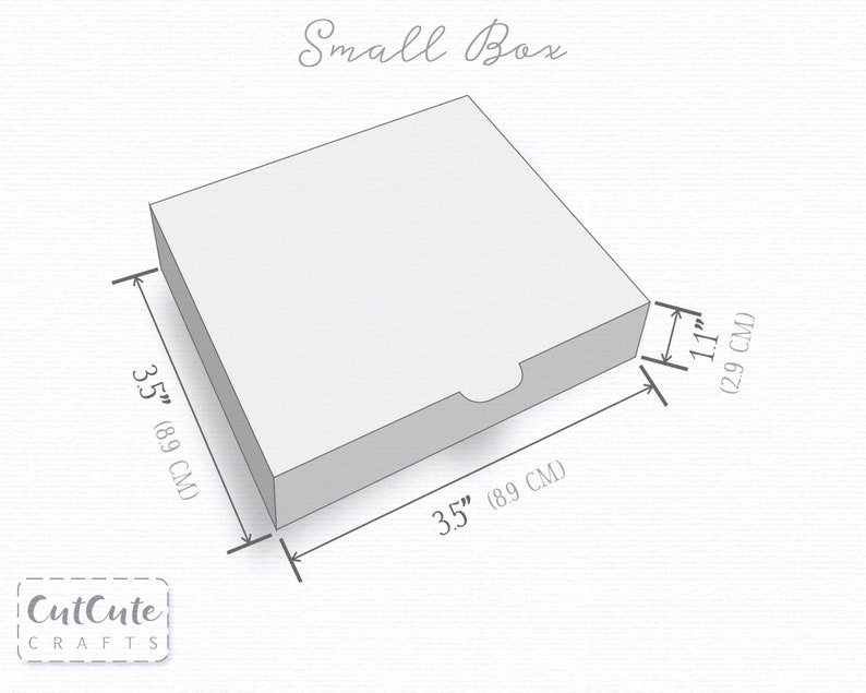 May include: A diagram showing how to make a small box. The box is 3.5 inches by 3.5 inches by 1.1 inches.