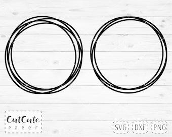 Messy Circle Frames SVG cut files, Circle SVG for Cricut and Silhouette, PNG clipart round frame, intertwined circles, scrapbook paper cut