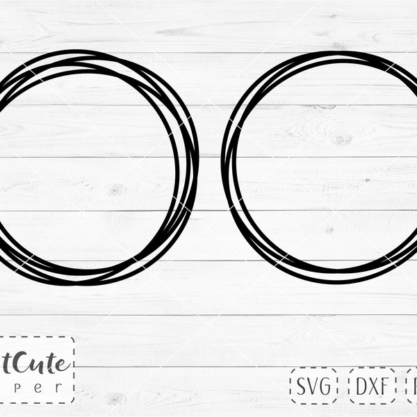 Messy Circle Frames SVG cut files, Circle SVG for Cricut and Silhouette, PNG clipart round frame, intertwined circles, scrapbook paper cut